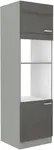 Vysoká skříňka pro vestavnou a mikrovlnou troubu 60 DPM-210 2F Barva korpusu: Šedá, Barva dvířek: Šedý lesk (Šedá)