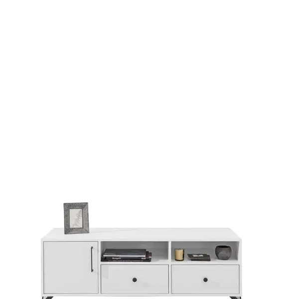 Televizní stolek Bergen BE8 Barva korpusu: Bílá/Bílý lesk