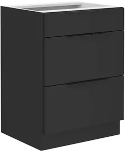 Spodní skříňka Siena 60 D 3S BB - Premium Box Barva korpusu: Černá, Barva dvířek: Černá