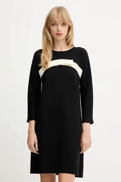 Vlněné šaty Luisa Spagnoli černá barva, mini, 100057