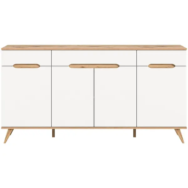 MID.YOU ŠIROKÁ KOMODA, bílá, barvy dubu, 185/95/40 cm
