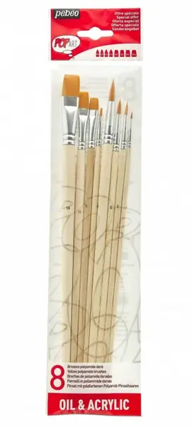 Sada štětců Pébéo 8ks světlé syntetické štětiny