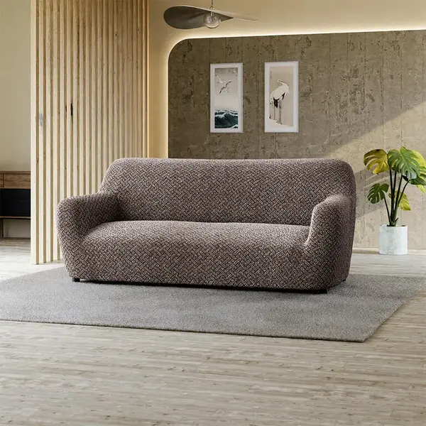 Bielastické potahy VENEZIA hnědá trojkřeslo (š. 170 - 220 cm)