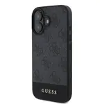Zadní kryt Guess PU 4G Stripe pro Apple iPhone 16, šedá