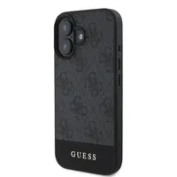 Zadní kryt Guess PU 4G Stripe pro Apple iPhone 16, šedá