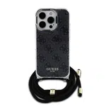Zadní kryt Guess IML 4G Printed Crossbody popruh pro Apple iPhone 16 Pro, černá