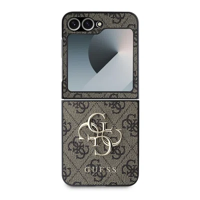Zadní kryt Guess PU 4G Metal Logo pro Samsung Galaxy Z Flip6/7 FE, hnědá