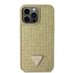 Zadní kryt Guess Rhinestones Triangle Metal Logo pro Apple iPhone 15 Pro Max, gold