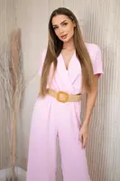 Kesi Włoski Kombinéza s ozdobným páskem v pase bonbónově růžová