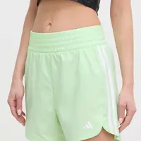 Tréninkové šortky adidas Performance Pacer zelená barva, s aplikací, high waist, IT7763