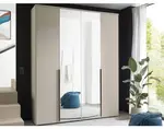 Šatní skříň se zrcadly Kevo, 180 cm, béžová kašmír