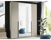 Šatní skříň se zrcadly Kevo, 180 cm, béžová kašmír