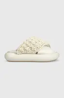 Pantofle JW Anderson Crochet Twister dámské, béžová barva, na platformě, ANW42027A