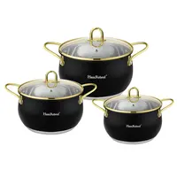 Haus Roland Sada nerezového nádobí 6 ks, matná černá s pozlacenými úchyty
