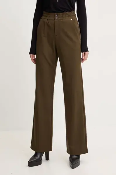 Kalhoty Pinko dámské, zelená barva, jednoduché, high waist, 104178 A18E