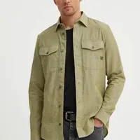 Košile s příměsí lnu G-Star zelená barva, slim, s klasickým límcem, D24963-D123