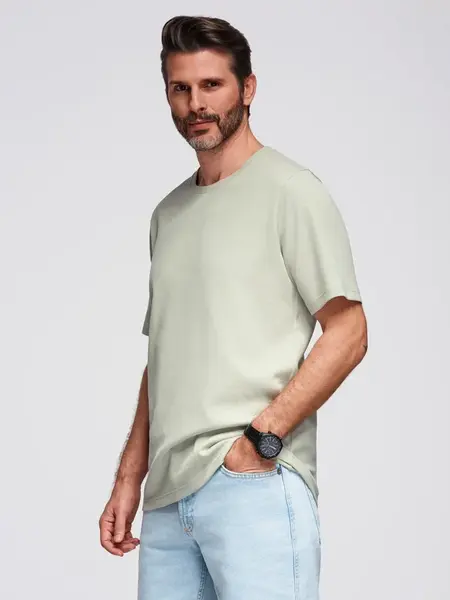 Ombre Men's waffle-textured T-shirt with round neckline - pistachio