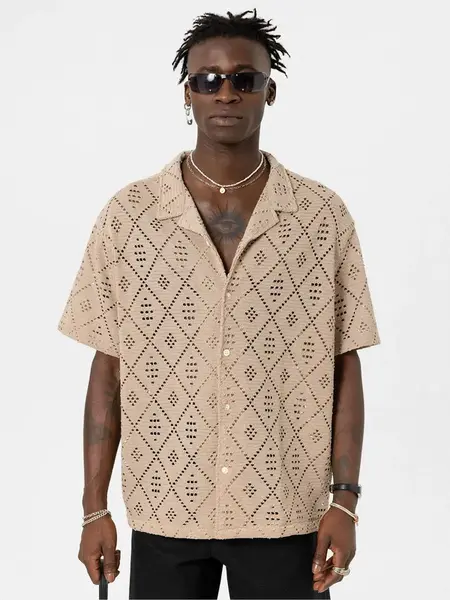 VAMOS CLO Košeľa  béžová