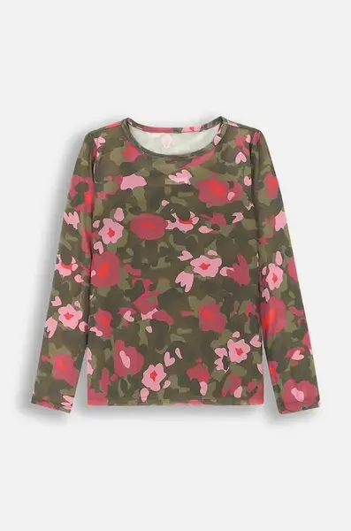Dětské tričko s dlouhým rukávem Coccodrillo zelená barva, MYSTIC NATURE GIRL JUNIOR