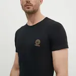 Bavlněné tričko Versace černá barva, s potiskem, AUU01005 1A10011