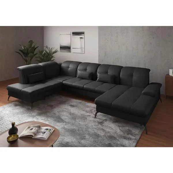 Sit & More SEDACÍ SOUPRAVA, textil, kůže, černá