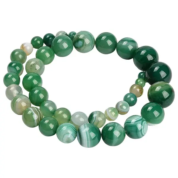 39Pcs Natural Banded Agate Graduated Beads Strands