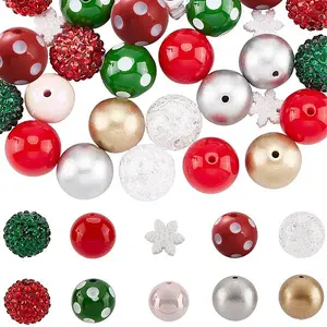 50Pcs 10 Style Christmas Theme Acrylic Beads