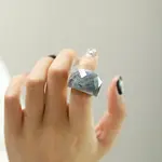 Fashionable 304 Stainless Steel & Natural Labradorite Finger Rings