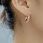 Stylish Brass Cubic Zirconia Hoop Earrings