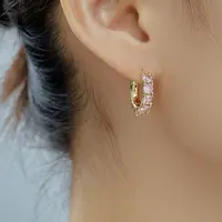 Stylish Brass Cubic Zirconia Hoop Earrings