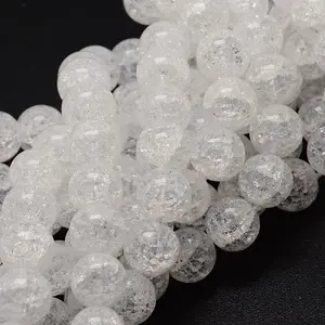 Crackle Glass Round Beads Strands