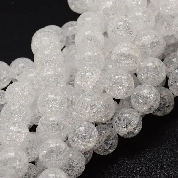 Crackle Glass Round Beads Strands