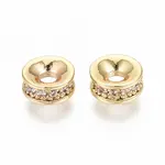 Brass Micro Pave Clear Cubic Zirconia Spacer Beads