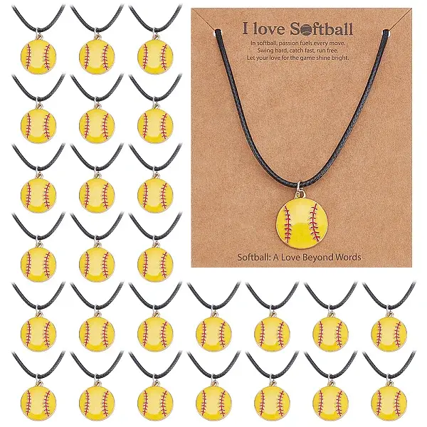 Baseball Alloy Enamel Pendant Necklaces