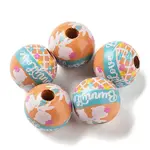 Easter Theme Printed Wood European Beads