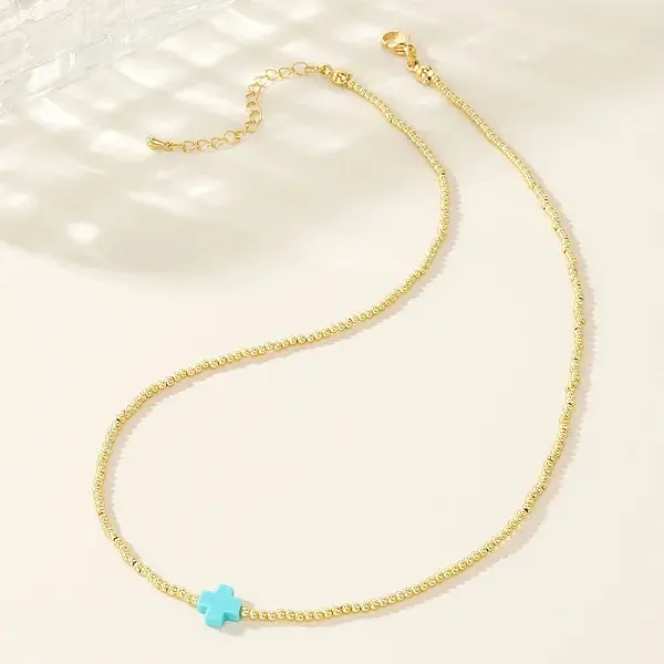 Real 18K Gold Plated 2mm Round Brass Beaded Necklaces