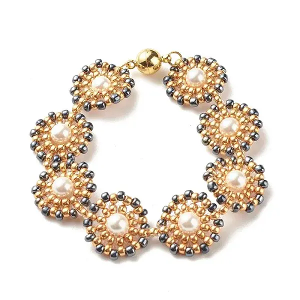 Shell Pearl Flower Link Bracelet