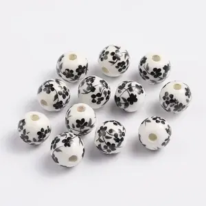 Floral Printed Porcelain Beads