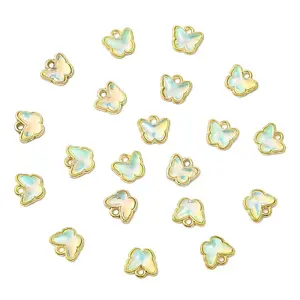 20Pcs Rack Plating Alloy Glass Charms