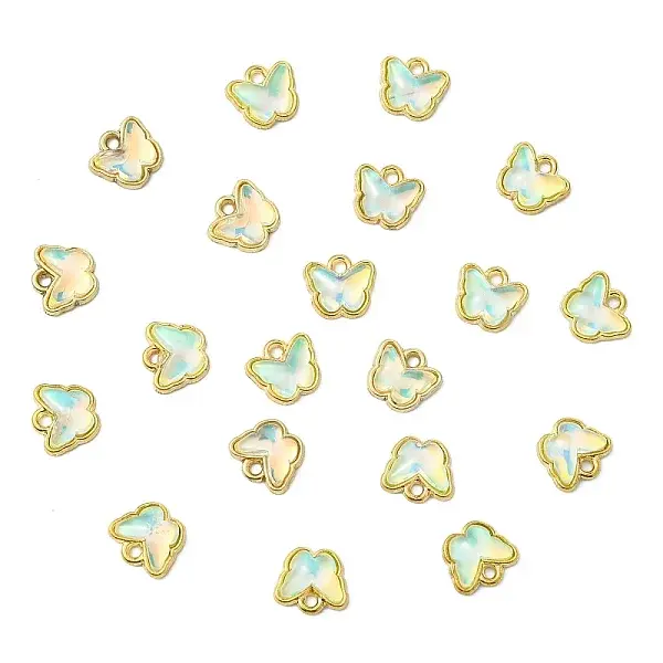 20Pcs Rack Plating Alloy Glass Charms