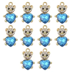 10Pcs Alloy Glass Pendants