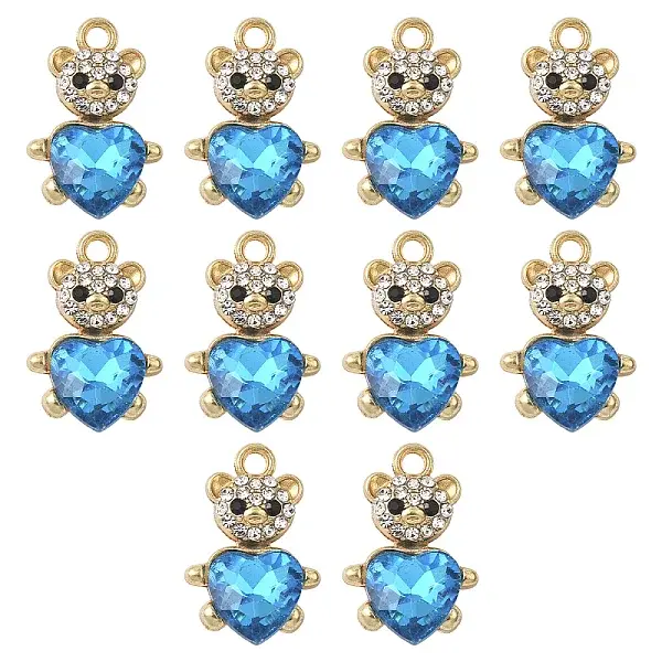 10Pcs Alloy Glass Pendants