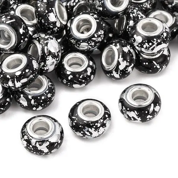 Opaque Resin Rondelle European Beads
