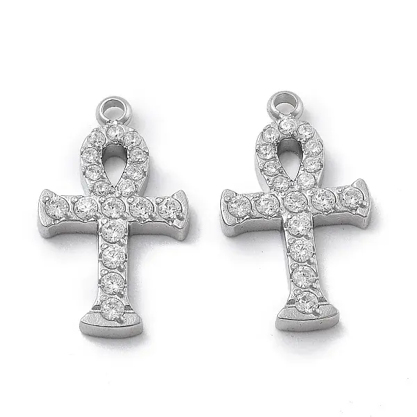 304 Stainless Steel Micro Pave Cubic Zirconia Pendants