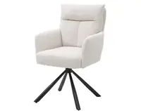 Otočná jídelní židle Sofia, světle béžová strukturovaná látka