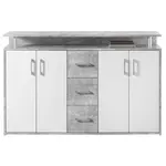 Carryhome ŠIROKÁ KOMODA, šedá, bílá, 139/90/34 cm