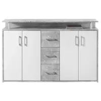 Carryhome ŠIROKÁ KOMODA, šedá, bílá, 139/90/34 cm