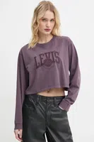 Bavlněné tričko s dlouhým rukávem Levi's fialová barva, A9418