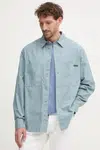Bavlněná košile Calvin Klein Jeans modrá barva, relaxed, s klasickým límcem, J30J326721
