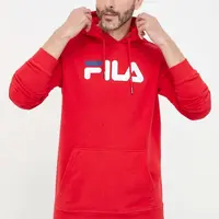 Mikina Fila pánská, červená barva, s kapucí, s potiskem